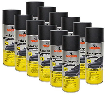 NIGRIN 12x 74112 Lackspray Color Schwarz matt 400 ml