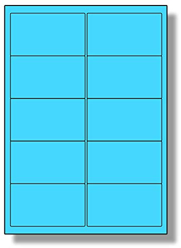 Label Planet® 10 Per Sheet, 5 Sheets (50 Blue Labels). Coloured Paper Labels with Rounded Corners 99.1 x 57mm, LP10/99 C.