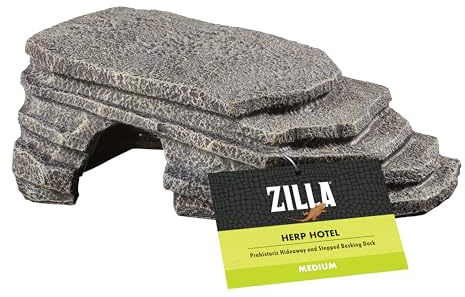 Zilla Herp Hotel, Naturalistic Hide and Basking-Platform for Leopard Geckos, Bearded Dragons, Anoles, Medium