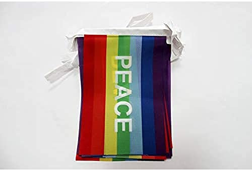 AZ FLAG Ghirlanda 6 Metri 20 Bandiere Arcobaleno Pace 21x15cm, Bandiera Peace - Rainbow Flag 15 x 21 cm - Festone Bandierine