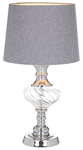 K LIVING Witney Chrome and Glass Table Lamp in Charcoal, Providing the Ideal lighting scene in any room in your home with these warm and wonderful lamps