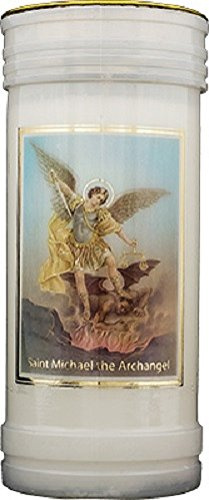 St. Michael candle 72 hour burn Prayer Saint Catholic 15cm White