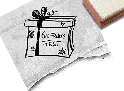 Stempel Weihnachtsstempel Ein frohes Fest Geschenk - Textstempel Weihnachten Karten Geschenkanhänger Deko Geschenk - zAcheR-fineT