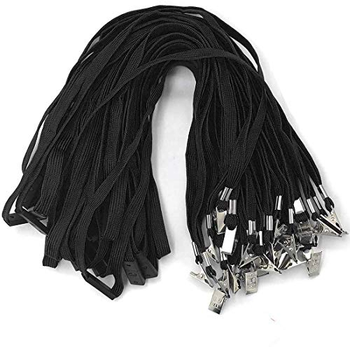 Bird Fiy Lanyards Breakaway Schlüsselband, flach, mit Clip, Schwarz, 25 Stück