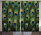 ABAKUHAUS Pfau Rustikaler Vorhang, Exotische Tierfedern, Wohnzimmer Universalband Gardinen mit Schlaufen und Haken, 280 x 175 cm, Grüne Senf Navy