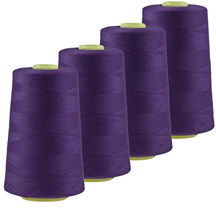 4 x 4572m Qualitäts Overlock-Garn Overlock-Nähgarn Oeko-Tex Farben 661 bis 700, Farbe:A663 dunkellila