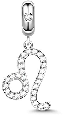 GNOCE Sternzeichen Charms Constellation Charms Anhänger Sterling Silber Sternzeichen Dangle Charms mit Zirkonia fit für Armband/Halskette Frauen Mädchen (Löwe)