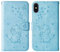 Tiyoo Phone Case for iPhone X/iPhone XS Elephant Butterfly Pattern Kickstand TPU Leather Wallet Cover Protective Case with Card Holder, Magnetic Closure (Blue)