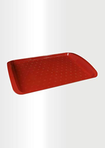 ECO Medium Plastic Serving Tray for Tea & Food Serving | Multi-Purpose Dinner Tray for Home & Cafés | Food Trays for Lap | Multi Color Tea Trays for Kids Breakfast in Bed (Red, Medium)