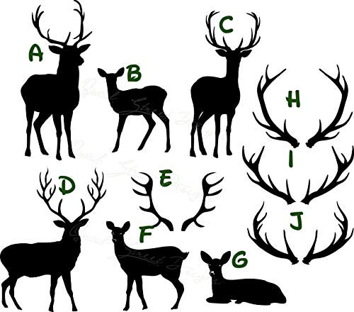 myrockshirt Wunschmotiv A bis J je ca 15cm Wald Wild Hirsch Geweih Jagd jagen typ2 Aufkleber Sticker Autoaufkleber Profi-Qualität Sticker UV-fest