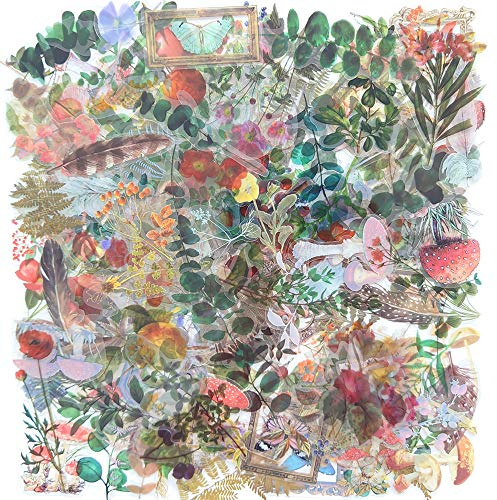 170 Stück dekorative Aufkleber, transparent, für Scrapbooking mit Blumen im Retro-Stil, geeignet für Computer, Gepäck, Rollbrett, Geschenk für Urlaub