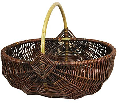 Weidengartenkorb - natürliche Weidenfarbe - rustikal (44 x 33 H 18/32 cm)