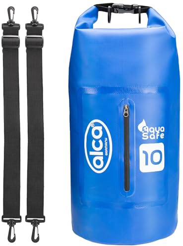alca® Dry Bag wasserdichte Tasche 10L Trockentasche, Roll-Top Verschluss, Tragegurt, extra Tasche, Strand, Outdoor, Rucksack