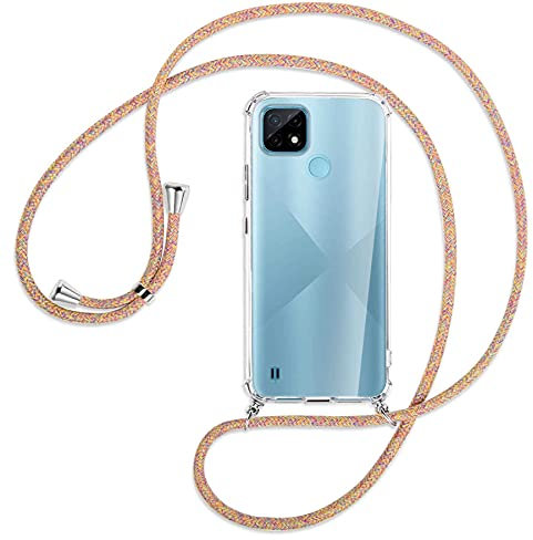mtb more energy® Handykette kompatibel mit Realme C21 (6.5'') - Rainbow - Smartphone Hülle zum Umhängen - Anti Shock Full TPU Case