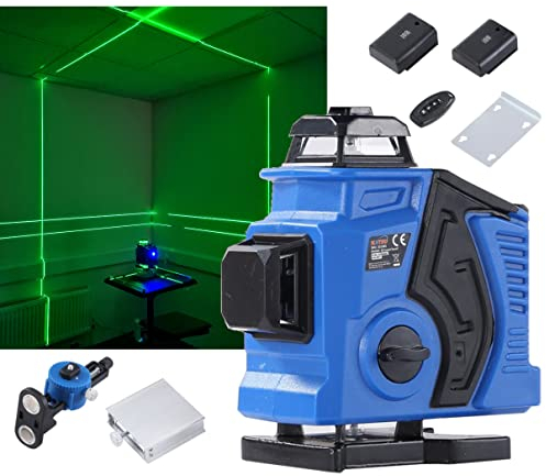 KATSU 4D Laser Level 16 Lines, 4x360 Degree Green Cross Line Horizontal Vertical Self-Leveling Tiling Floor Layout Laser Tool with Pulse Mode for Indoor and Outdoor, 2X Batteries Included 311585