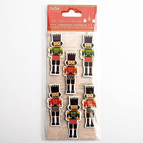 6cm Nutcracker Soldiers Christmas Craft Decorations - Self Adhesive (6 pcs)