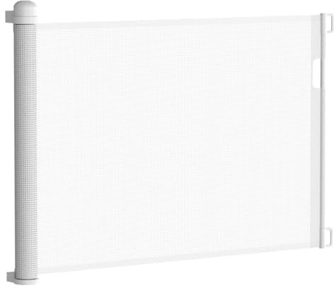 NAIZY Barrière de Sécurité Escamotable Réglable de 0 à 150 cm pour Portes et Escaliers, Adaptée pour l'Intérieur et l'Extérieur - Blanc
