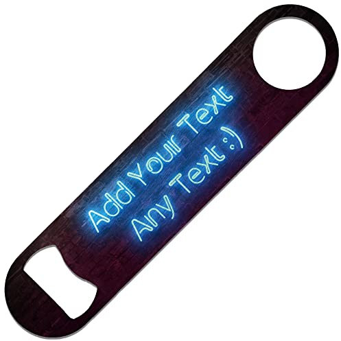 Personalised Neon Effects Stainless Steel Bottle Opener Blade - Home bar Add Name
