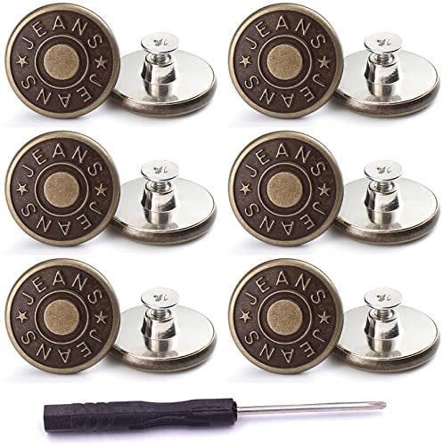 Owyee Bouton Rétractable Jeans, Métal 17mm, Bronze, Ronde, 12 Pièces