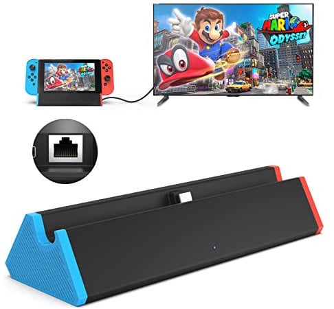 SiWiQU Switch TV Dock - Adaptador Ethernet RJ45 1000 Mbit Dock Switch Compatible con Nintendo Switch/Switch OLED, Base Switch Repuesto Switch Dock Oficial con 4K HDMI Tipo C 2 xUSB [No para Switch 2]