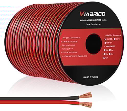 30 Meter 16AWG 2x1,3mm² Elektrischer Draht, 2 Adrig Kabel 5V/12V/24V Stromkabel Kupferummanteltes Aluminium-Kupferkabel,Flexibel und Weich Niedrige Impedanz Verlängerungskabel