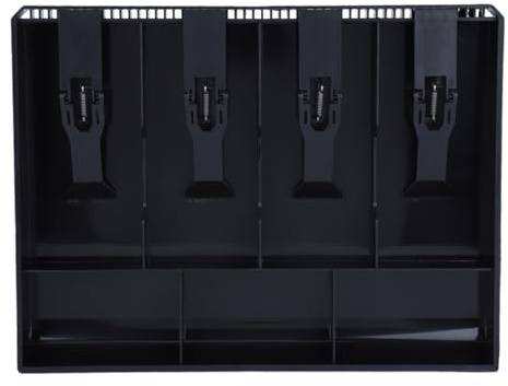 TKSE Kassenschublade, Kasseneinsatz Mit 4 Fächern Kassenschublade Geldaufbewahrungsbox Mit Federclip Geldschublade Geldkassette Kassenschublade Mit Elektrisch/manuell Öffnen(schwarz)