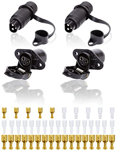 SPARKMOTO 2 Stück 3 Polig Traktor Stecker Steckdose 12V 24V,nach DIN 9680,Wasserdicht Stecker 3 Polig und Steckdose 3 Polig,Für PKW LKW KFZ Traktor Stecker Steckdose,Dreipoliger Stecker 12V(2 Stück)