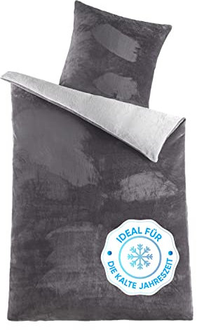 Kuscheli® - Winter Plüsch Bettwäsche 135x200 Wendebettwäsche Cashmere Touch Coral Fleece Bettbezug Kissenbezug