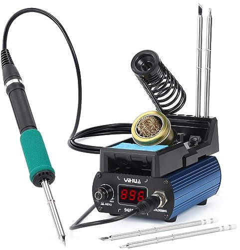 YIHUA 948DB+ II Soldering Iron Station Kit compatible for T12 solder iron tip with 3 tips with °F-°C Conversion, Sleep Mode, Auto Shutdown, Preset Channels, Calibration Functions