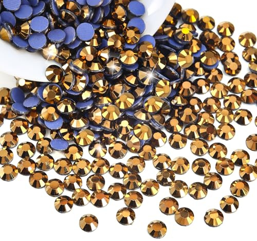 Liliume 1440Pcs Hotfix Strasssteine 20 Farben 4 Größen Runde Glas Strass für Kleidung Schuhe DIY Handwerk (Mine-Gold, SS20)