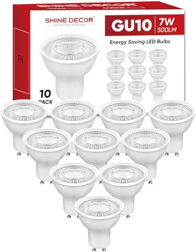 Shine Decor GU10 LED Kaltweiss, 7W 6000K Lampe Ersetzt 50W Halogenlampen, 500LM GU10 LED Leuchtmittel Kaltweiß Nicht Dimmbar, Abstrahlwinkel Reflektorlampen 38°, 10 Stück