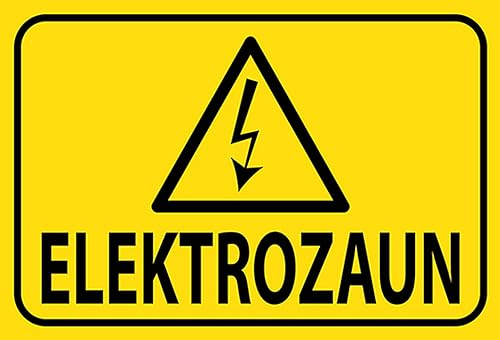 AGDeko® Blechschild Elektrozaun Warnschild Vorsicht Achtung Größe 30x20 cm