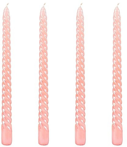 10 inch Taper Candles-Set of 4 Tapered Candle, Tall Candlesticks,Dripless and Smokeless,Home Dinner Candle, Party, Wedding, Halloween, Christmas Candles (Spiral Pink, 10inch)