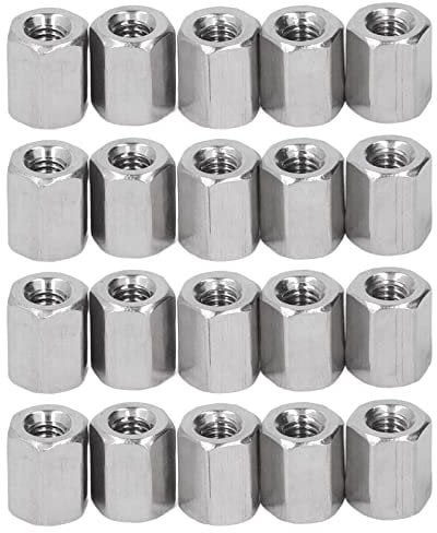 Tissting 20 Pezzi Dado Esagonale Lungo M4 X 0.7 Filettatura Femmina 8mm OD 10mm Lunghezza Acciaio Inossidabile Dado per Accoppiamento Esagonale per Casa Ufficio Industria