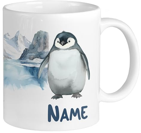 GRAZDesign Tasse Pinguin personalisierte Kaffeetasse Pinguintasse lustig mit Namen Namenstasse Geschenk Keramik Becher 330ml