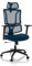 MyBuero Drehstuhl ergonomisch ERGOMY Bürostuhl mit Verstellbarer Lordosenstütze, Kopfstütze, Armlehnen, Netz-Rückenlehne, Stoff Blau