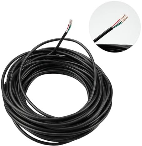Inodiref 10 Meter 28AGW Electrical Wire - 3MM Round Outer Diameter, 4 Core Black Flex Cable for Connecting Lighting or Signal Warning Systems