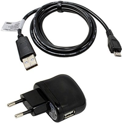 Ladegerät und USB Kabel kompatibel mit Doro Primo 366, 1m USB Kabel, USB Adapter, 2000mA