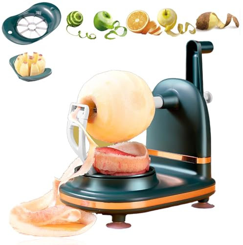 Multi Fruit Peeler, Home Essentials Multi-Fruit Peeler 2.0, Hand Peeler Fruit Peeler Machine, Stainless Steel Fruit and Vegetable Peeler for Potatoes, Apples and Pear (Dark Green-B)