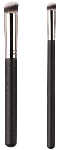 2 Pièces Pinceau Anti Cerne Biseauté, Pinceau de Contour Synthétique Dense, Petit Pinceau Anticernes Biseauté Les Yeux, pour Mélanger du Liquide, La Poudre Impeccable