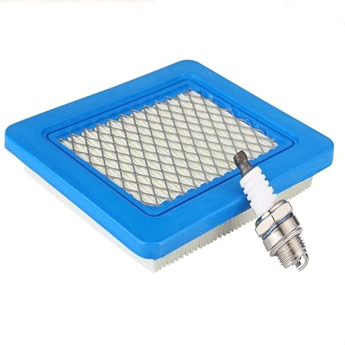 1 Piezas Filtro de Aire Cortacésped y Bujía, Kit de Air Filter Cartridge L7T bujía accesorios Césped Reemplaza Prime Para Tractores Motor Briggs & Stratton 491588S 491588 399959 Wolf 2058411
