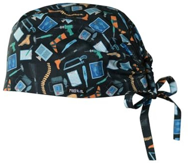 MEDIZAL FASHION - OP Haube mit Schnüren, Arzt Kostüm Zubehör Unisex, Hauben Stoff Wiederverwendbare, Krankenschwester Zubehör Baumwolle, Arzt Haube, Medizinische Kappe - Orthopädie
