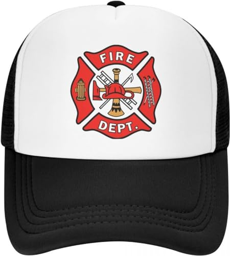 Baseballkappe Snapback Sonnenhut Unisex Fire Department Logo Trucker Hat Adjustable Baseball Cap Snapback Hip Hop Adults Birthday Gift for Men Women
