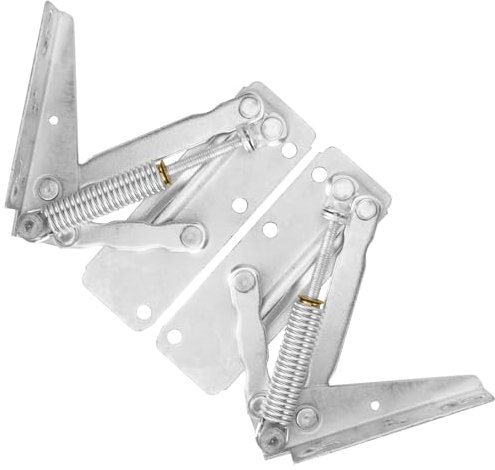 Klappbeschlag Klappscharnier, 1 Paar links + rechts, vernickeltes Metall, mit Arretierung und 240N Hochschwenk-Automatik, für Küchenmöbel-Deckelstütze