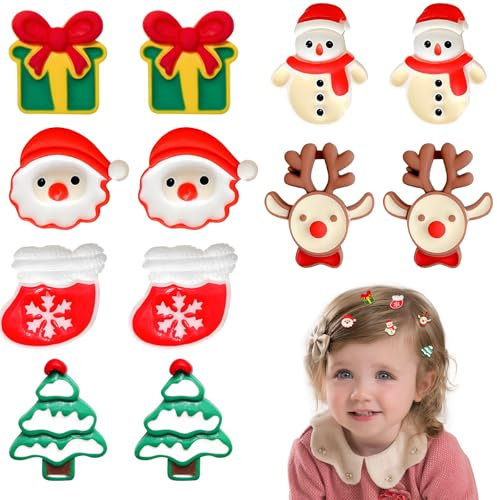 Lot de 12 jolies pinces à cheveux de Noël, accessoires pour cheveux de Noël, mini nœuds pour cheveux de sapin de Noël, accessoires pour cheveux de Noël pour femmes, pinces à cheveux en forme de