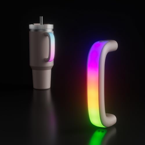 6 Colors LED Light-Up Tumbler Handle for Stanley 40oz/30oz, Comfortable Cup Handle Water Bottle Handle for Stanley Tumbler-Compatible with 40oz Stanley Cup Accessories, Use for Outdoor, Party, Home