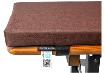 TexDeko® Ecolen Bierbankauflage gepolstert 180x25x4 cm XL für Bierzeltgarnitur, wasserabweisend & UV-Schutz, Waschbarer Bezug mit Reißverschluss (Braun)