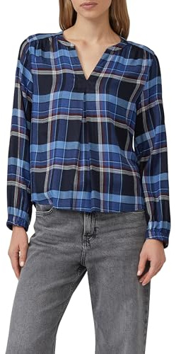 s.Oliver Karo-Bluse mit Faltendetail und elastischen Ärmelbündchen