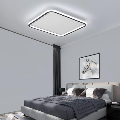 Mikeru Cooles Licht Deckenleuchten, 50cm Bündig montiert Deckenleuchte 6500K Quadratische LED-Deckenleuchte Ultradünnes Licht für das Badezimmer 5cm Dicke Küche Deckenleuchten für Wohnzimme