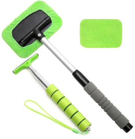 BeoTnp Windscreen Cleaner, 2PCS Car Windscreen Cleaner Set, Car Window Cleaner for Inside and Outside, Durable Windscreen Cleaning Tool with Ergonomic Handle, Ideal for Car Cleaning
